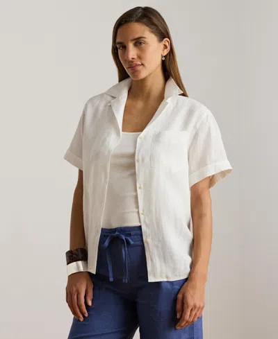 Ralph Lauren Women's Linen Short-sleeve Camp Shirt In Multi