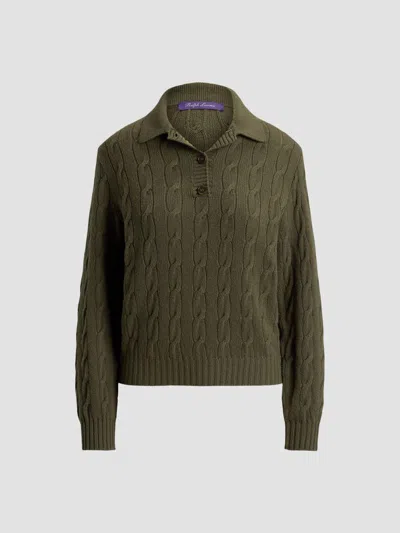 Ralph Lauren Women's Lofty Cashmere Cable-knit Sweater In Green