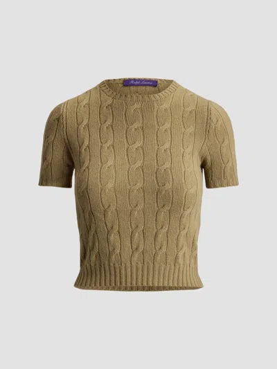 Ralph Lauren Women's Lofty Cashmere Short-sleeve Cable-knit Sweater In Brown