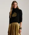 Ralph Lauren Women's Logo Detail Turtle Neck Sweater In Black