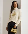 Ralph Lauren Embroidered-logo Wool-blend Turtleneck In White