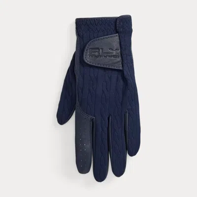 Ralph Lauren Women's Logo Leather-trim Cable Gloves In Refined Navy Left