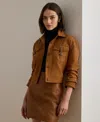 Ralph Lauren Buckle-trim Serge Cropped Jacket In Brown