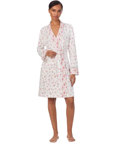 Ralph Lauren Women's Long-sleeve Kimono Wrap Robe In Ivory Floral