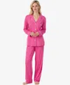 Ralph Lauren Women's Long Sleeve Notch Collar Long Pant Pajama In Pink