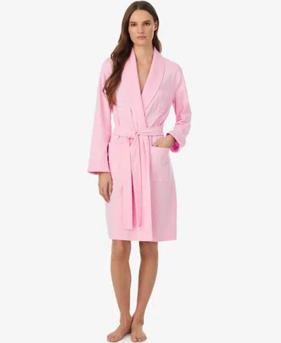 Ralph Lauren Women's Long-sleeve Quilted Collar Robe In Pink