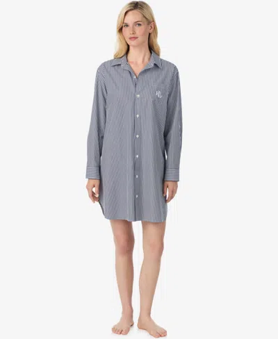 Ralph Lauren Women's Long-sleeve Roll-tab His Shirt Sleepshirt In Blue