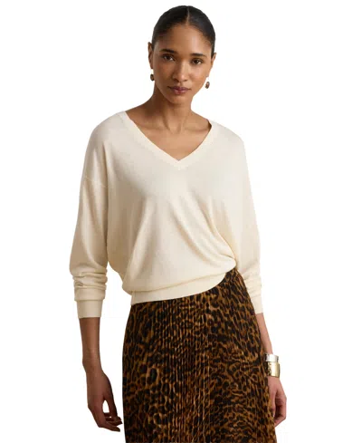 Ralph Lauren Women's Long-sleeve V-neck Sweater In Mascarpone Cream