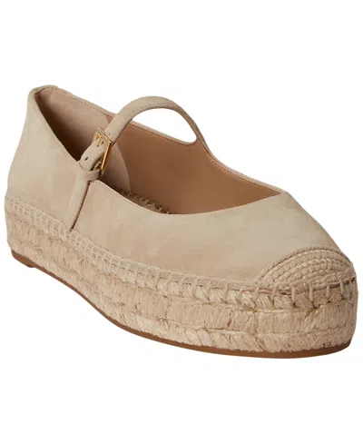 Ralph Lauren Luize Suede Mary Jane Espadrille In Birch Tan In Neutral