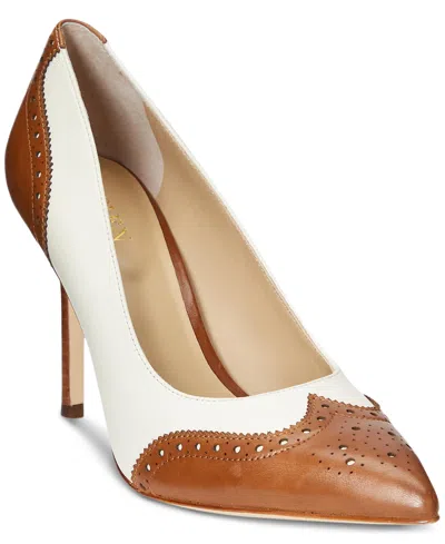 Ralph Lauren Lynden Perforated Leather Pump In Brown