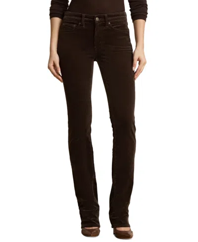 Ralph Lauren Womens Mid Rise Slim Straight Corduroy Pants In Brown