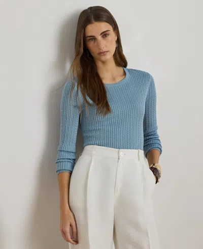 Ralph Lauren Women's Mini-cable Crewneck Sweater In Blue