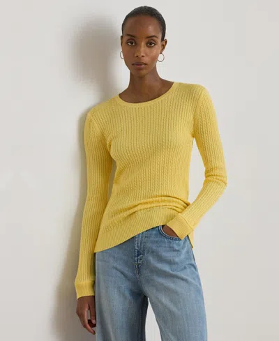 Ralph Lauren Women's Mini-cable Crewneck Sweater In Yellow