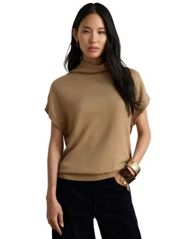 Ralph Lauren Women's Mock Neck Cap-sleeve Sweater In Lauren Camel