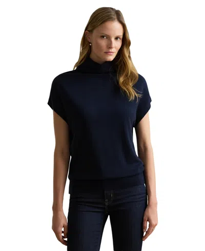 Ralph Lauren Women's Mock Neck Cap-sleeve Sweater In Lauren Navy