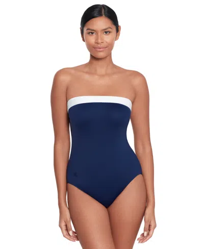 Ralph Lauren Women's Modern Bandeau One Piece Swimsuit In Bel Air