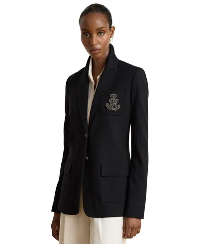 Ralph Lauren Women's Modern Ponte Stretch Rhinestone-embellished Blazer In Blue