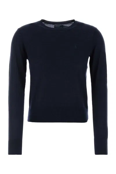 Ralph Lauren Navy Blue Solid Crew Neck Sweater