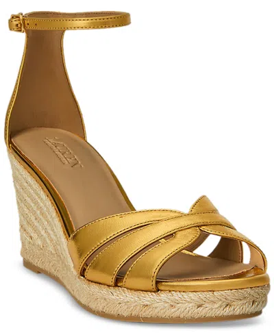 Ralph Lauren Nellie Metallic Nappa Leather Espadrille In Gold