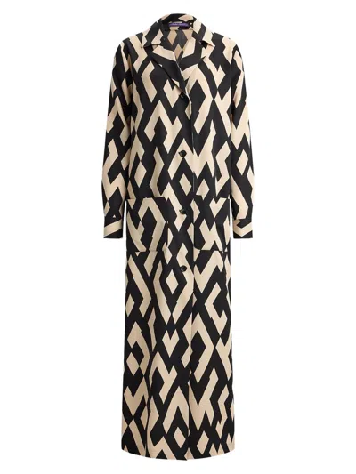 Ralph Lauren Women's Nessa Deco-print Wool Coat In Black