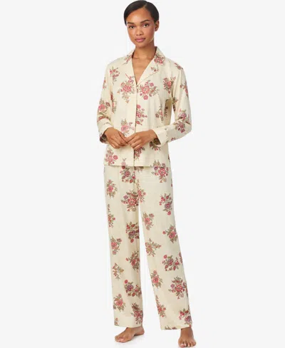 Ralph Lauren Women's Notch Collar And Long Pant Pajama Set In Neutral