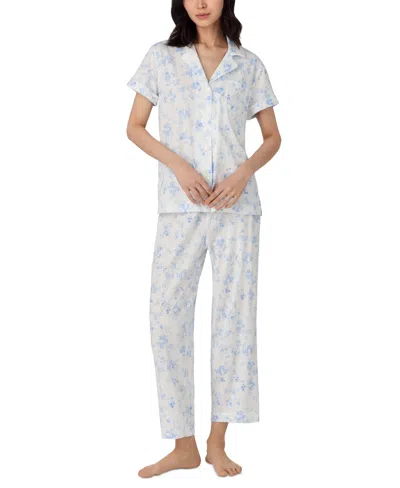 Ralph Lauren Women's Notched-collar Cropped Pajama Set