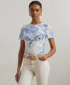 Ralph Lauren Paisley Stretch Cotton Crewneck Tee In White