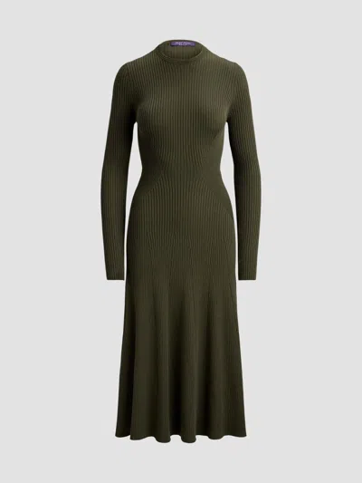 Ralph Lauren Women's Parson Rib-knit Day Dress In Green