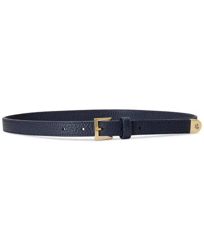 Ralph Lauren Women's Pebbled Leather Skinny Belt In French Navy