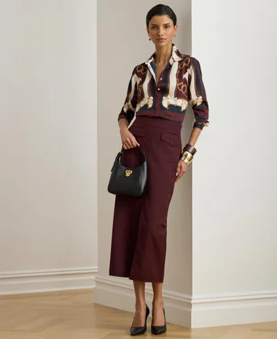 Ralph Lauren Women's Pencil Midi Skirt In Burgundy