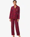 Ralph Lauren Women's Petite Long Sleeves Notch Collar Pajama Set In Red