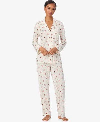 Ralph Lauren Women's Petite Long Sleeves Notch Collar Pajama Set In White