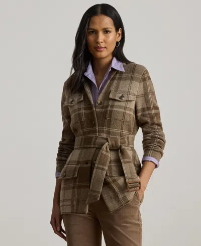 Ralph Lauren Women's Plaid Belted Double-knit Blazer