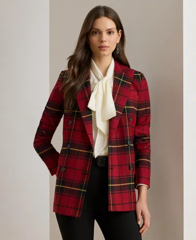 RALPH LAUREN WOMEN'S PLAID LONG SLEEVE BLAZER