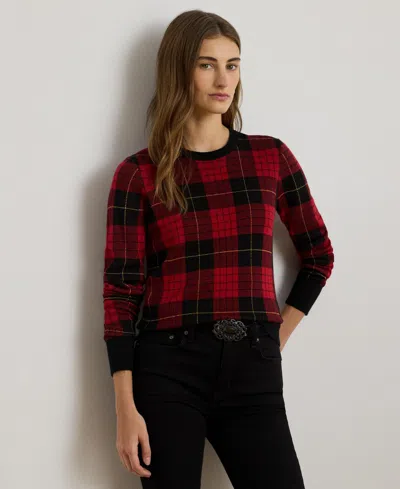 RALPH LAUREN WOMEN'S PLAID LONG SLEEVE SWEATER