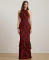 Ralph Lauren Women's Plaid Tiered Maxi Dress In Red