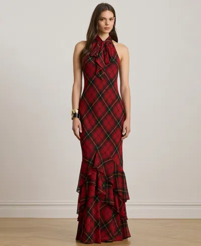 Ralph Lauren Women's Plaid Tiered Maxi Dress In Red