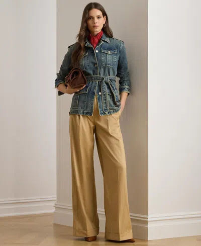 Ralph Lauren Women's Pleated Cotton Twill Wide-leg Pants