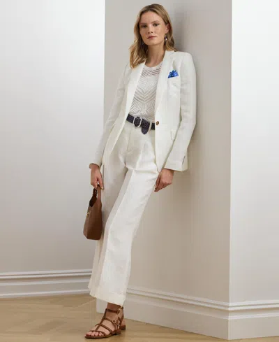 Ralph Lauren Women's Pleated Linen-blend Twill Wide-leg Pants