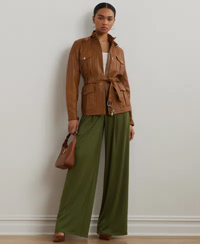 Ralph Lauren Women's Pleated Stretch Jersey Wide-leg Pants, Regular & Petite