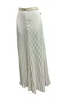 Polo Ralph Lauren Women's Pleated Wide Pant With Leather Waist In Cream In Grey