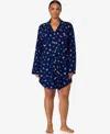 Ralph Lauren Women's Plus Size Long Sleeve Notch Collar Sleepshirt In Blue