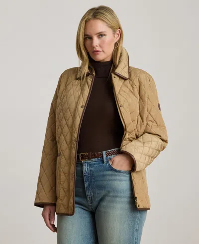 Ralph Lauren Women's Plus Size Quilted Coat, Exclusively For Macys In Brown