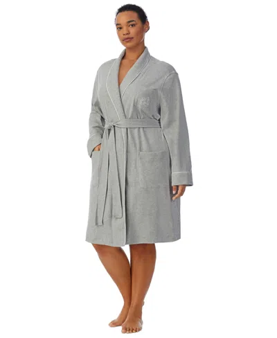 Ralph Lauren Plus Size Hartford Lounge Shawl Collar Knit Robe In White