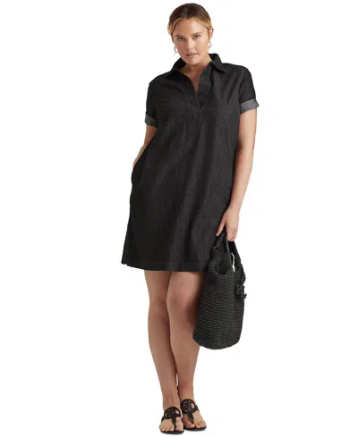 RALPH LAUREN WOMEN'S PLUS SIZE SHORT-SLEEVE DENIM COTTON SHIFT DRESS