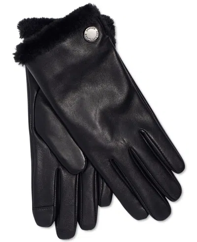 Ralph Lauren Women's Plush Lined Leather Gloves In Black