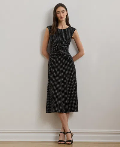 RALPH LAUREN WOMEN'S POLKA-DOT TWIST-FRONT JERSEY DRESS