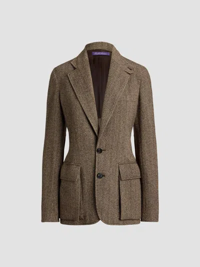 Ralph Lauren Women's Preston Ii Herringbone Tweed Blazer In Brown