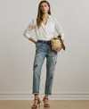 Ralph Lauren Print Boyfriend Tapered Ankle Jean
