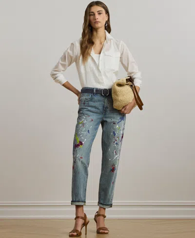 Ralph Lauren Women's Print Boyfriend Tapered Ankle Jeans